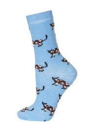 Topshop Floral Cat Print Ankle Socks