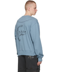 C2h4 Blue My Own Private Planet Distressed Paneled Sweatshirt