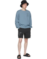 C2h4 Blue My Own Private Planet Distressed Paneled Sweatshirt