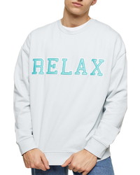 Topman Relax Applique Oversize Crewneck Sweatshirt