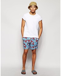 Asos Brand Swim Shorts In Mid Length With Lobster Print
