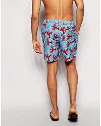 Asos Brand Swim Shorts In Mid Length With Lobster Print