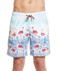 Bugatchi Flamingo Print Swim Trunks