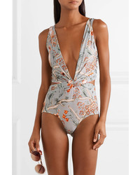 Johanna Ortiz Cleating Hitch Twist Front Cutout Printed Swimsuit