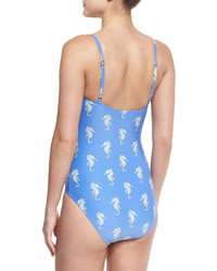 Kate Spade New York Champagne Reef Seahorse Print Underwire One Piece Swimsuit