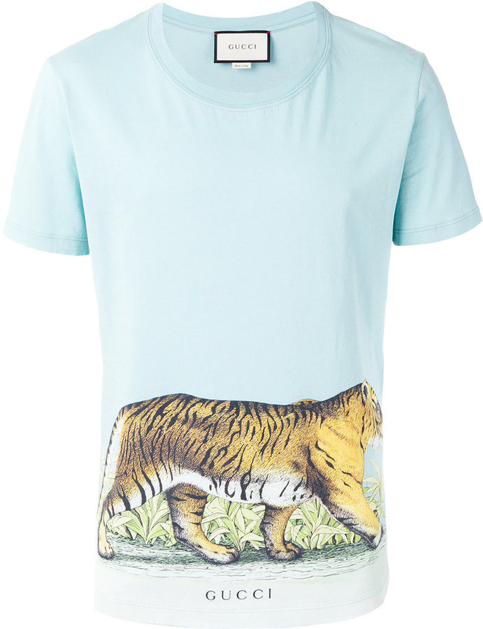 Gucci Gucci Tiger Logo Print T-shirt - Farfetch