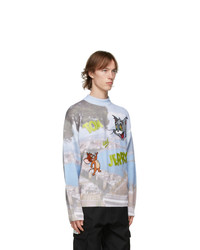 Gcds Grey And Blue Tom And Jerry Edition Napoli Logo Sweater