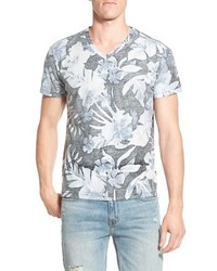 Sol Angeles Indigo Palm Print V Neck T Shirt