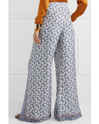 Chloé Layered Printed Silk Twill Wide Leg Pants