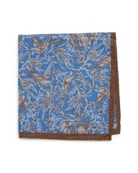 Light Blue Print Wool Pocket Square