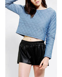 Light Blue Quilted Cropped Sweater