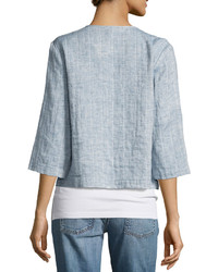 Eileen Fisher Quilted Organic Cottonlinen Short Jacket Chambray