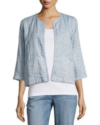 Eileen Fisher Quilted Organic Cottonlinen Short Jacket Chambray