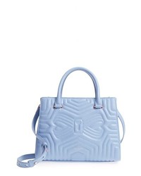 Light Blue Quilted Leather Tote Bag