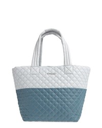 Light Blue Quilted Nylon Tote Bag