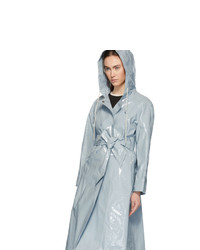ALEXACHUNG Blue Hooded Rain Coat