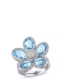 Ice 005 Ct Diamond Tw And 7 12 Ct Tgw Sky Blue Topaz Silver Fashion Ring