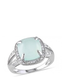 Ice 110 Ct Diamond Tw And 5 Ct Tgw Dyed Light Blue Chalcedony Silver Fashion Ring
