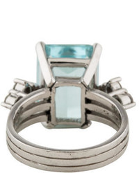 Ring 14k Aquamarine Diamond