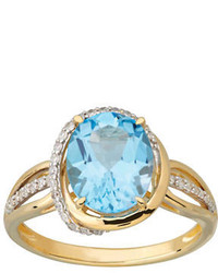 Lord & Taylor 14k Yellow Gold Blue Topaz And Diamond Ring