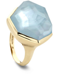 Ippolita 18k Large Blue Topazmother Of Pearl Doublet Ring Size 7