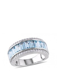 Ice 4 58 Ct Tgw Created White Sapphire Sky Blue Topaz Silver Fashion Ring