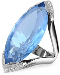 Forzieri Blue Topaz And Diamond White Gold Fashion Ring