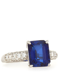 FANTASIA By Deserio Emerald Cut Pave Cubic Zirconia Ring Blueclear