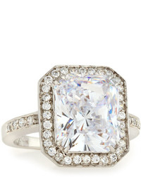 FANTASIA By Deserio Emerald Cut Pave Cubic Zirconia Ring Blueclear