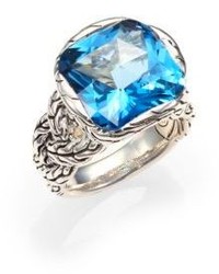 John Hardy Classic Chain London Blue Topaz Sterling Silver Braided Ring