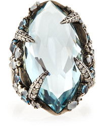 Alexis Bittar Fine Aqua Quartz London Blue Topaz Diamond Ring