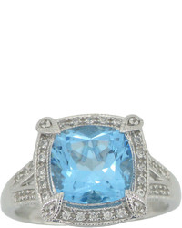 jcpenney Fine Jewelry Cushion Cut Blue Topaz Lab Created White Sapphire Ring