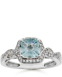 Fine Jewelry Genuine Aquamarine And Lab Created White Sapphire Ring