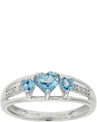 jcpenney Fine Jewelry Genuine Blue Topaz Diamond Accent Heart Shaped 3 Stone Sterling Silver Ring