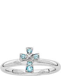 Silver Cross Fine Jewelry Personally Stackable Genuine Blue Topaz Sterling Stackable Ring