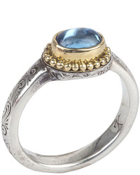 Konstantino Granulated Bezel Set Blue Topaz Solitaire Ring