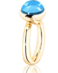 Tamara Comolli Large Bouton Swiss Blue Topaz Cabochon Ring Size 754