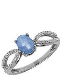 Lord & Taylor Light Blue Sapphire Diamond And 14k White Gold Ring