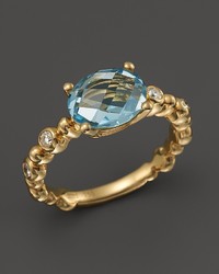 Michael Aram Michl Aram 18k Yellow Gold Single Row Molten Ring With Blue Topaz Diamond Accents
