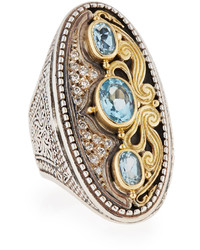 Konstantino Oblong Oval Blue Topaz Diamond Ring