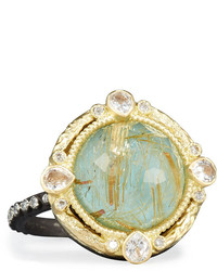 Armenta Old World Midnight Turquoise Quartz Doublet Ring With Diamonds