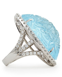 Rina Limor Fine Jewelry Rina Limor Large Oval Bouquet Carved Blue Topaz Diamond Ring