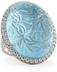 Rina Limor Fine Jewelry Rina Limor Large Oval Bouquet Carved Blue Topaz Diamond Ring