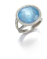 Ippolita Stella Swiss Blue Topaz Mother Of Pearl Diamond Sterling Silver Medium Doublet Cocktail Ring
