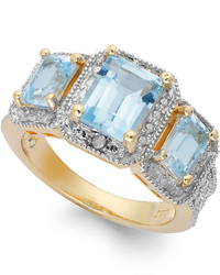 Victoria Townsend Blue Topaz And Diamond Accent Ring In 18k Gold Over Sterling Silver