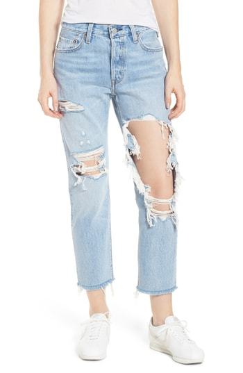 Levi's 501 Ripped Crop Skinny Jeans, $76 | Nordstrom | Lookastic