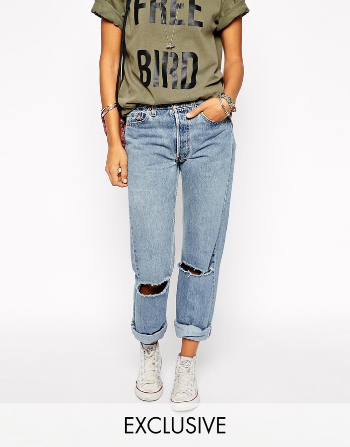 high rise ripped mom jeans