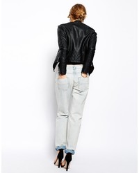 Asos Brady Low Rise Slim Boyfriend Jeans In Bleach Wash With Extreme Rips