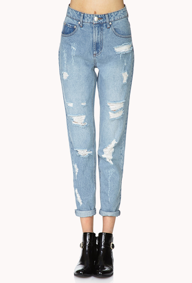 bang hærge For nylig Forever 21 Classic Distressed Boyfriend Jeans, $24 | Forever 21 | Lookastic