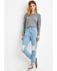 Forever 21 Contemporary Life In Progress High Waisted Ripped Jeans